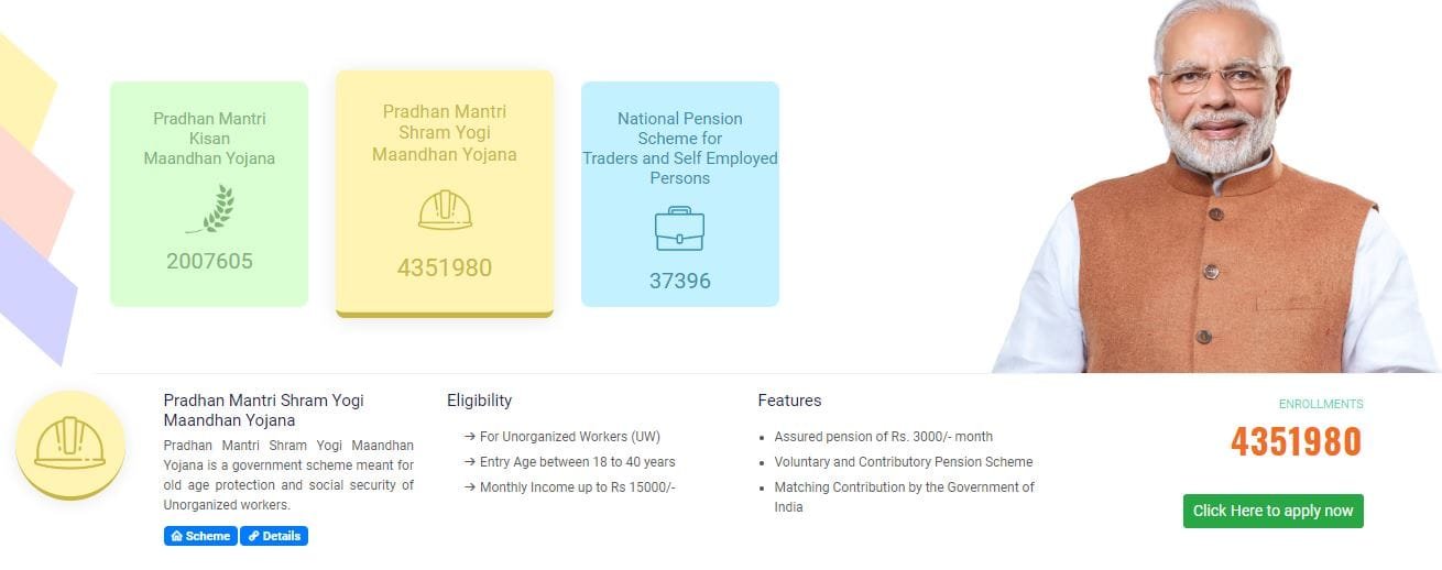 PM Shram yohi Maandhan Yojana website page