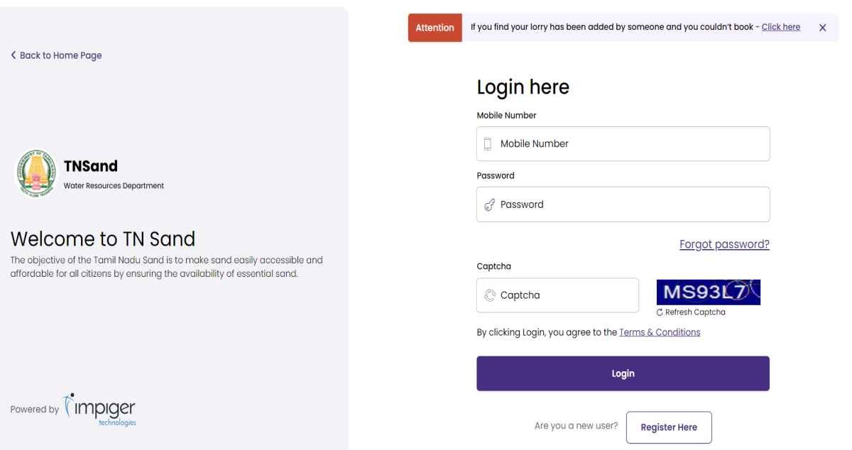 TNSand-Booking-login